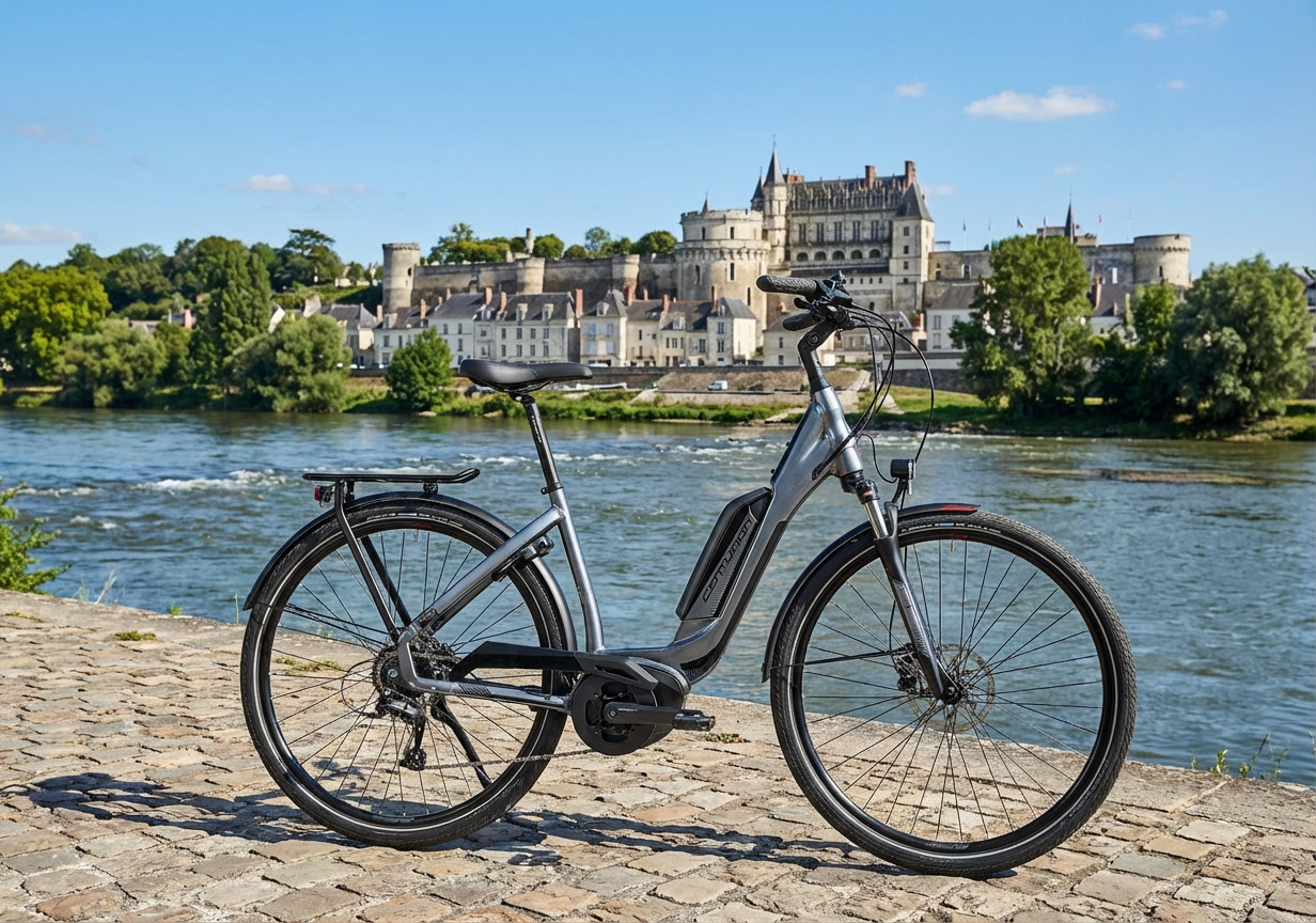 velo electrique devant le chateau d'Amboise